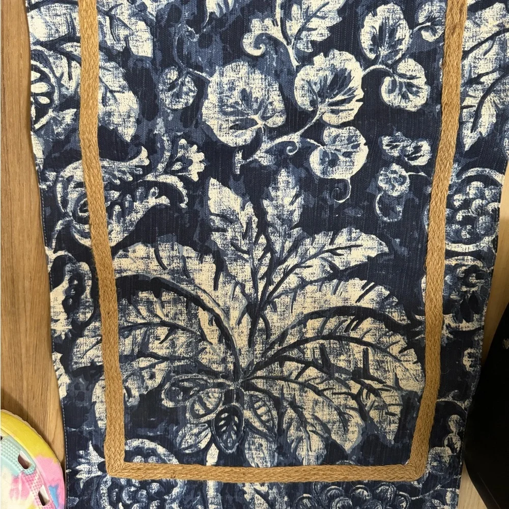 Batik Table Runner Blue and White Palms